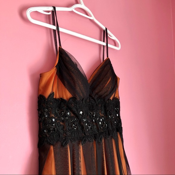 Beautiful Orange and Black Formal Dress - Picture 4 of 11